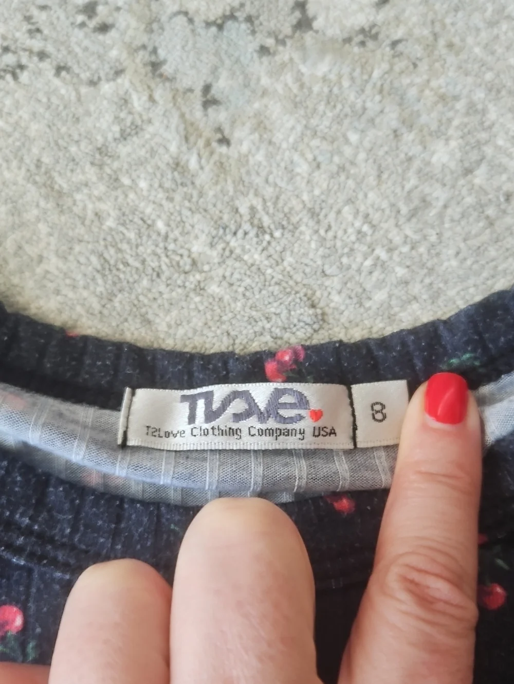 T2love Kids Short Sleeve Cherry Print Top - Navy